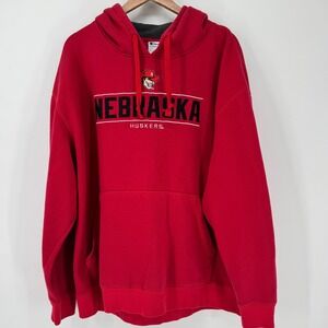 Nebraska Huskers Champion Red Hoodie  Mens 2XL Sweatshirt NCAA Pullover